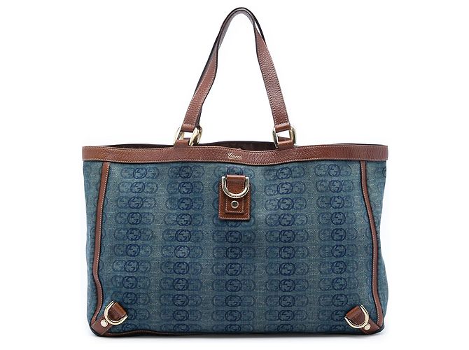Tote Abbey D Ring em denim azul Gucci com Interlocking G