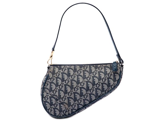 Pochette Saddle Blue Mini Diorissimo en toile Dior Bleu Bleu Marine