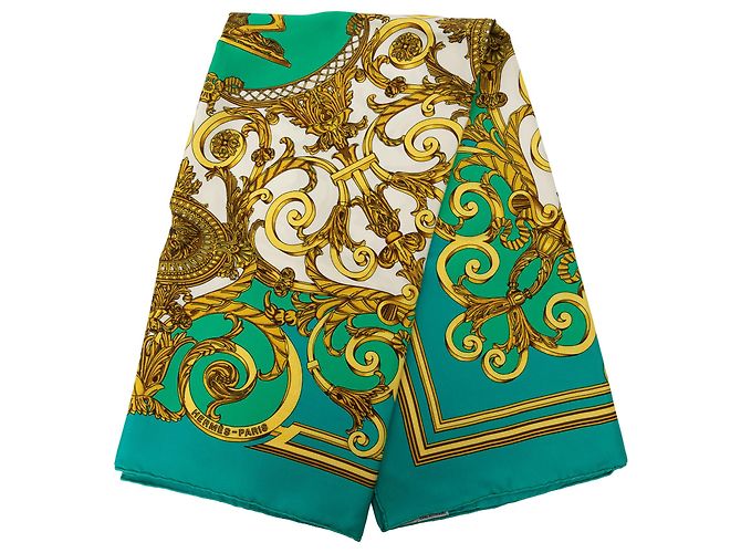 Sciarpa in seta Hermès Green Les Tuileries 90 Verde