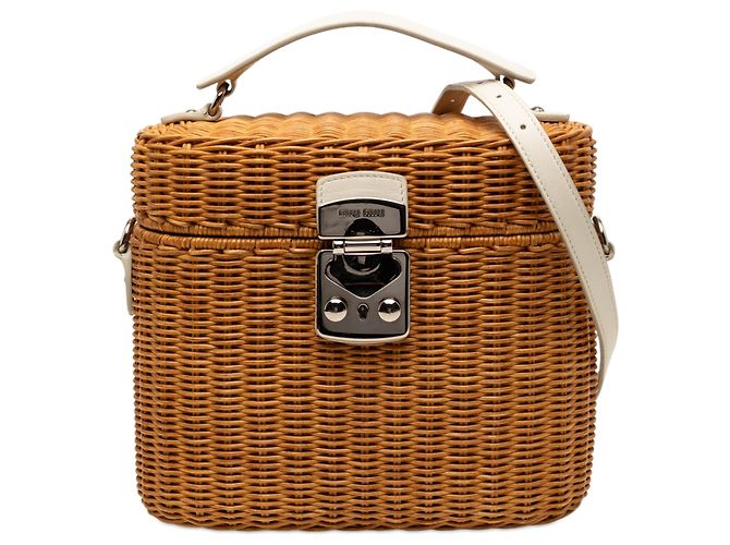 Bolsa de mão de vime marrom Miu Miu