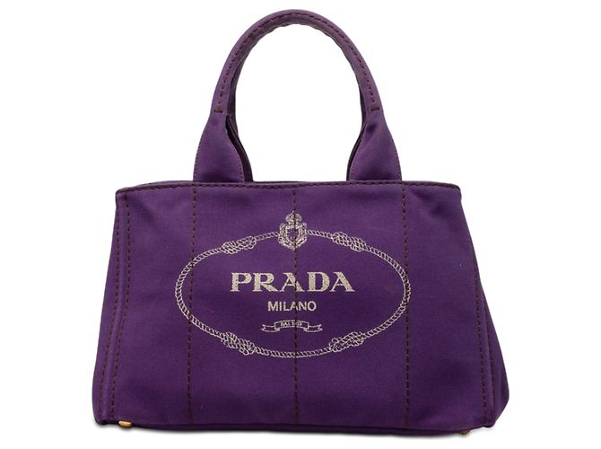 Tote en toile Canapa violette avec logo Prada