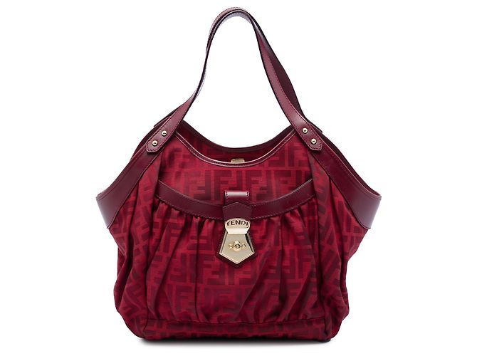 Fendi Red Zucca Canvas Chef Tote Dark red
