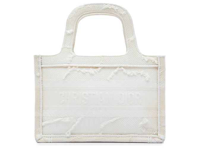 Dior White Mini Embroidered Canvas Camouflage Book Tote