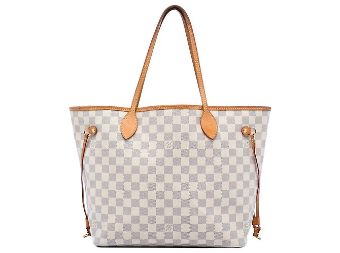Louis Vuitton White Damier Azur Neverfull MM Weiß