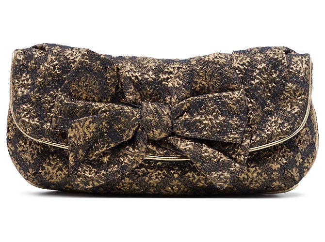 Miu Miu Gold Lurex Bow Clutch Golden