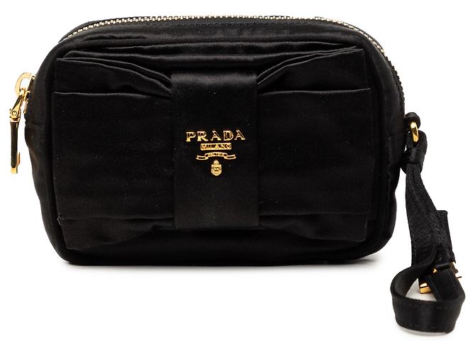 Pochette Prada Black Raso Fiocco Bow Noir