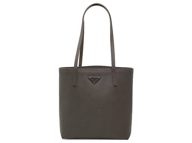 Prada Saffiano Leder Tote in Grau Braun Anthrazitgrau