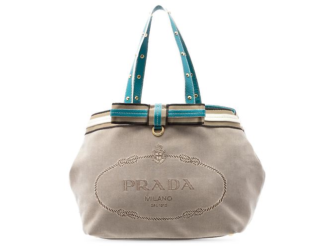 Prada Brauner Canapa Canvas Logo Tote