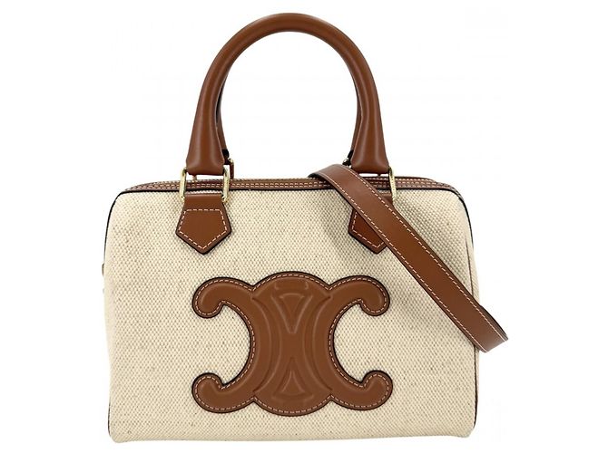 Céline Borsa a tracolla mini Boston Triomphe Cuire da donna CELINE Marrone Beige