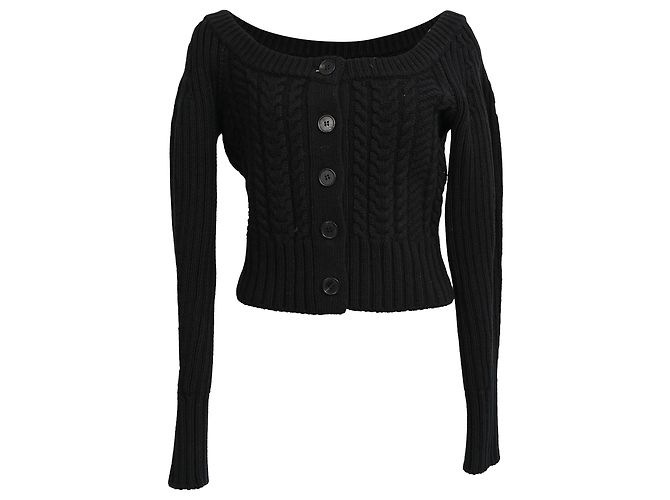 Alexander McQueen Cropped Cardigan aus Kabelstrick in schwarzem Kaschmir