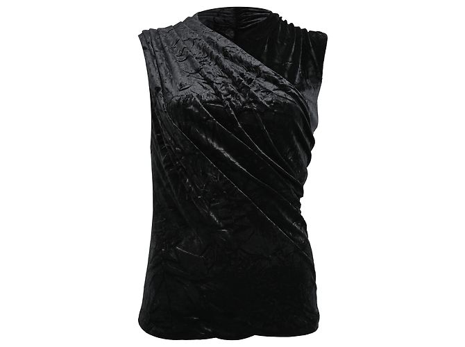 Top in velluto stropicciato Versace in velluto nero