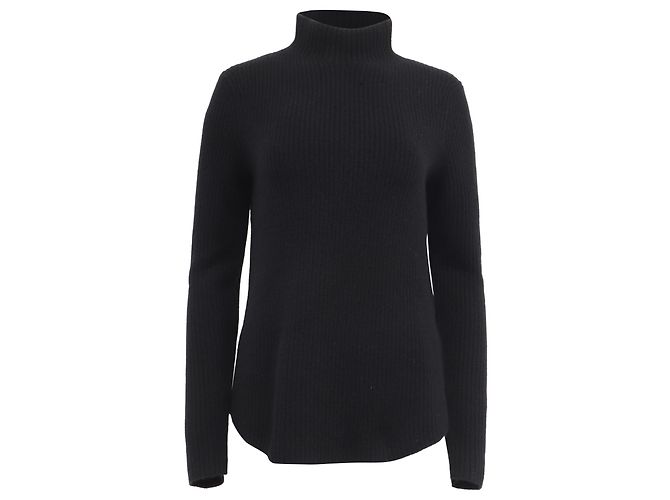 Theory gerippter Rollkragenpullover aus schwarzem Kaschmir