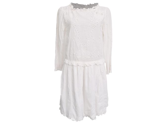 Mini abito ricamato Zadig & Voltaire in cotone bianco Crudo