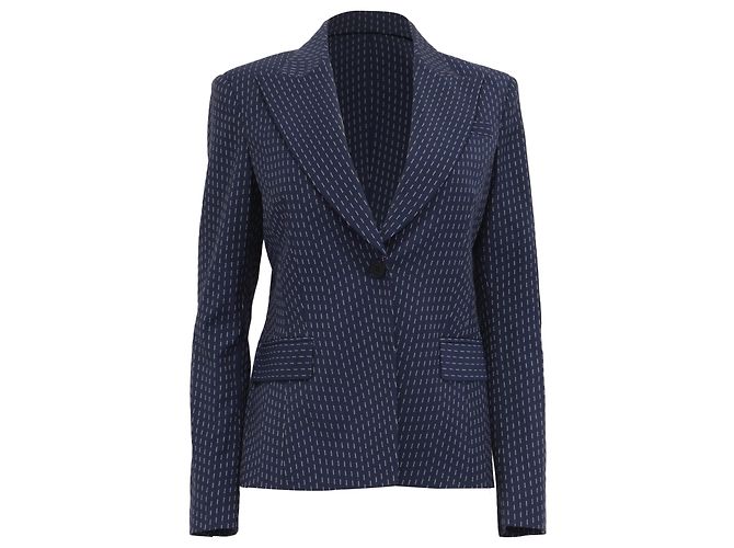 Altuzarra Patterned Single-Breasted Blazer in Navy Blue Viscose