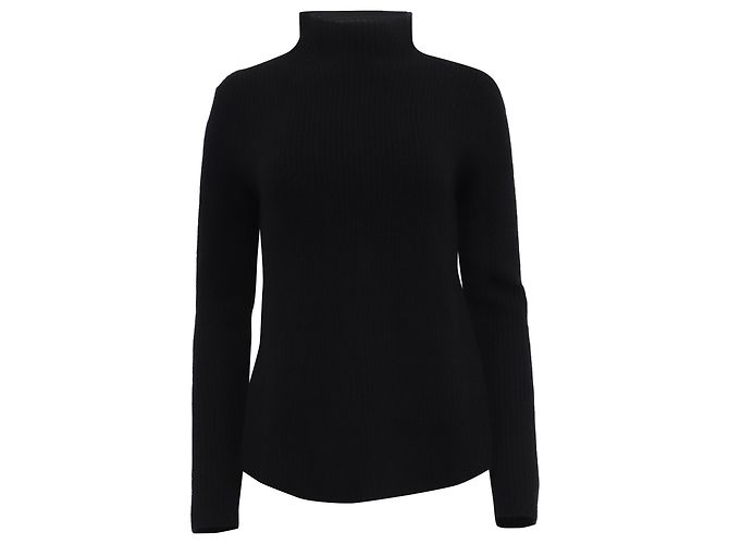 Theory gerippter Rollkragenpullover aus schwarzem Kaschmir