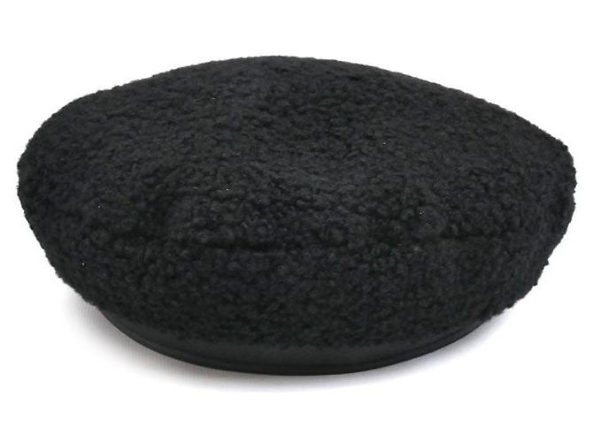 Hermès Mouton Beret Shearling Beret 56 Black