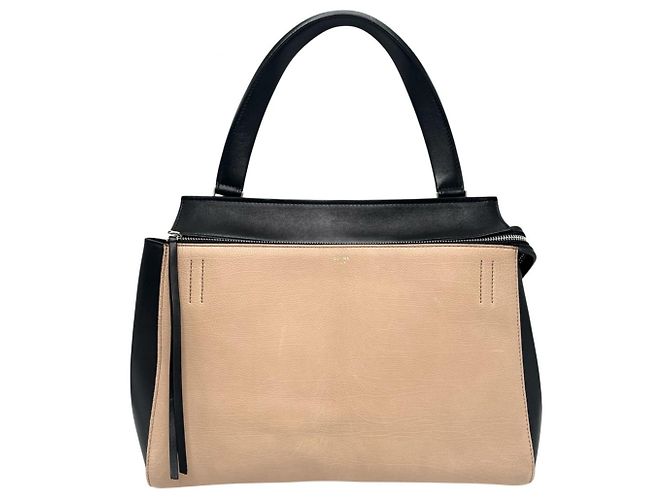 Céline Sac à main Celine Bicolor Edge Noir Beige