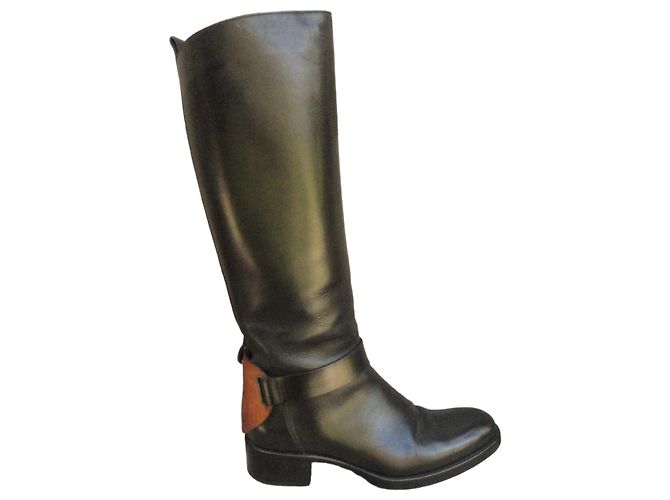 Sartore Black Leather Riding Boots