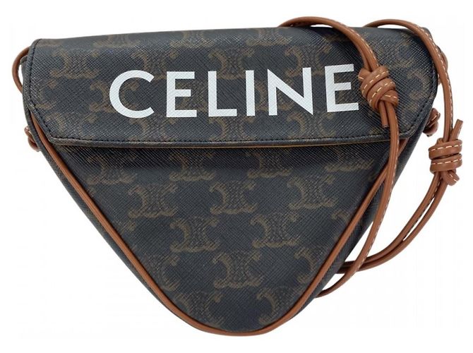 Céline Mini borsa a tracolla Celine Triomphe Triangle Marrone Bianco 