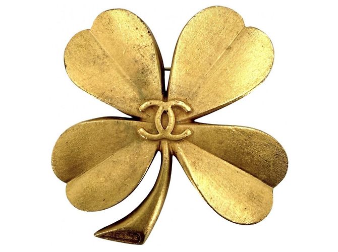 Spilla Chanel Vintage Clover D'oro 