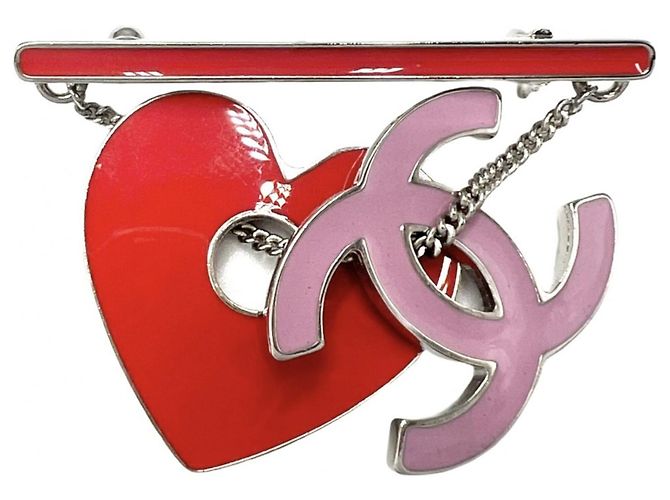 Spilla Chanel Heart Swing Rosa Rosso