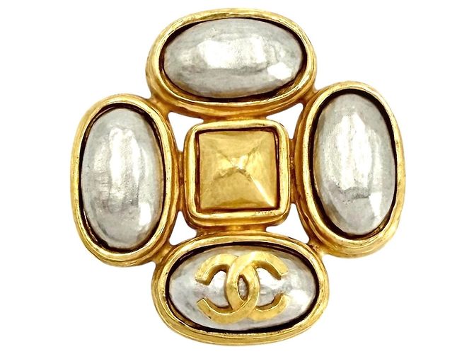 Timeless Spilla Chanel Vintage Oro e Argento D'oro