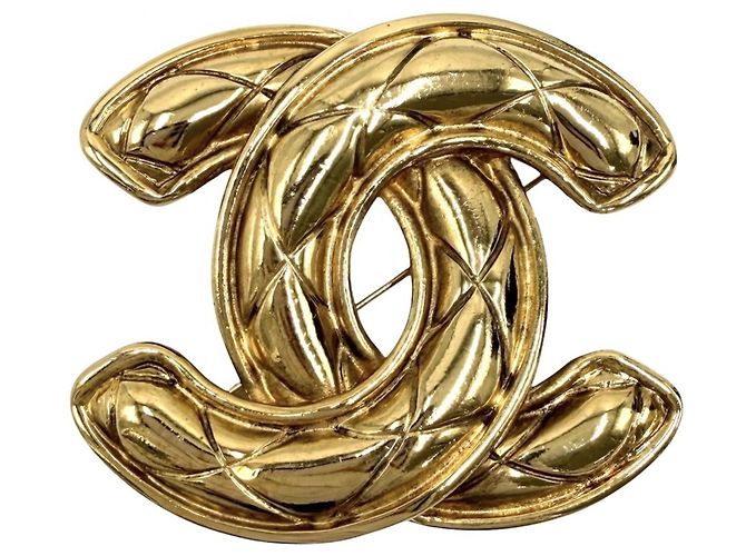 Chanel Vintage Matelassé Gold Brosche Golden
