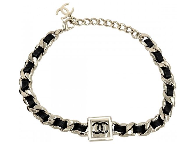 Colar Choker Chanel Coco Mark Preto Dourado