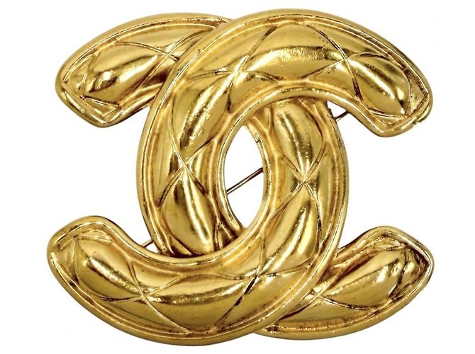 Chanel Vintage Matelassé Gold Brosche Golden