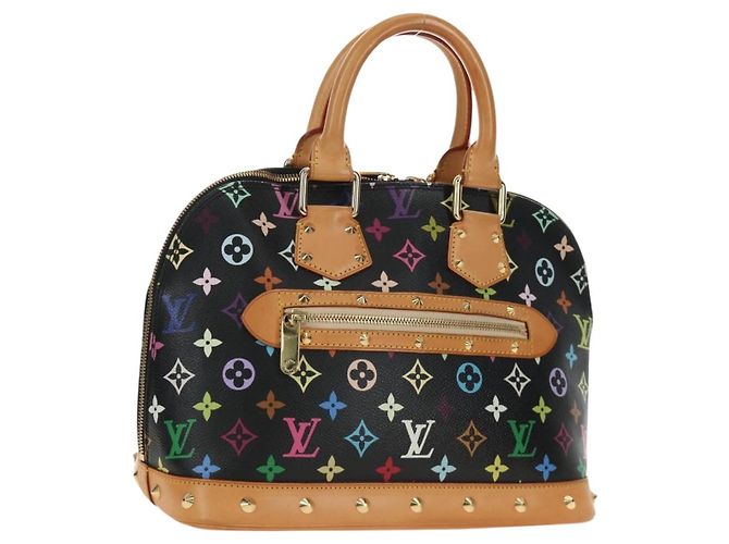 LOUIS VUITTON Monogram Multicolor Alma Handtasche Black M92646 LV Auth BA13683SAV Schwarz