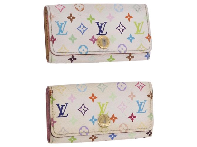 LOUIS VUITTON Multicolor Multicles 4 Key Case 2 Set White LV Auth bs35901