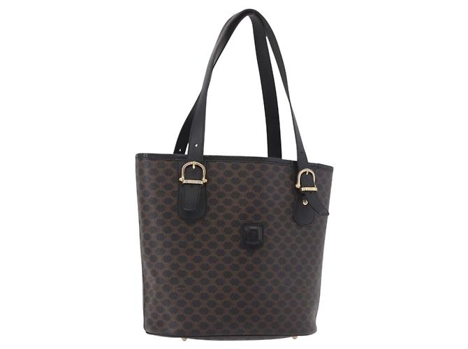 Céline Sac cabas CELINE Macadam Canvas PVC Cuir Noir Or Auth BA13696A Doré