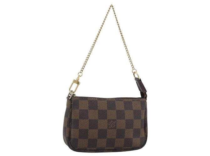 LOUIS VUITTON Damier Ebene Mini Pochette Accessoires Pouch N58009 Auth BA13778A