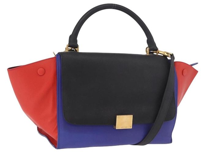 Céline Borsa CELINE Trapeze in pelle 2way Rosso Nero Auth ka5041A
