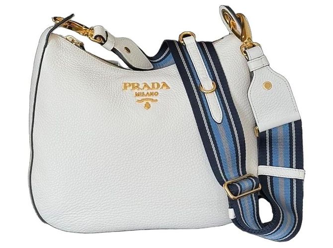 Prada Bolsa Hobo Vitello Phenix Branco