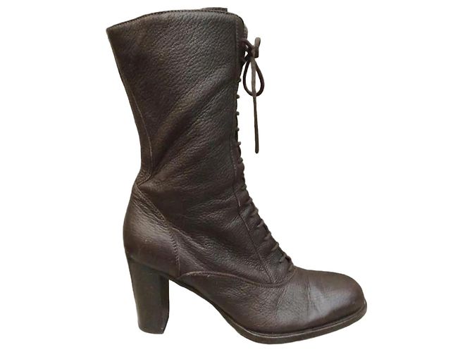 Botines de cuero Jil Sander Castaño