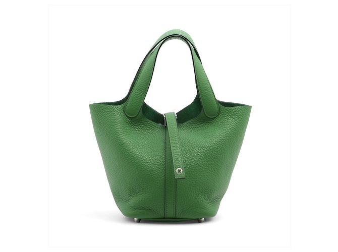 Hermès Borsa a secchiello Picotin 18 in pelle Taurillon Clemence Verde Yucca