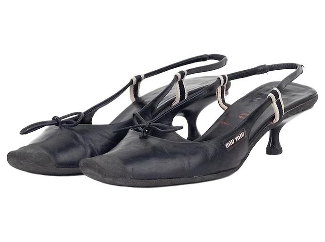 Miu Miu SS99 Rubber Toe Cap Bow Slingback Kitten Heels