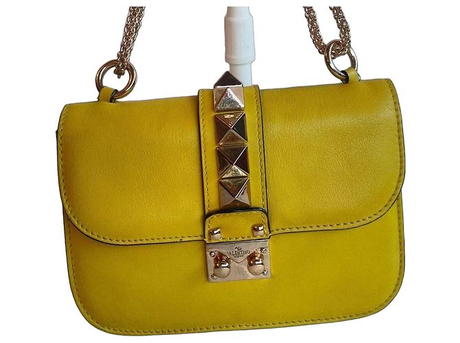 Valentino Garavani Borsa Rockstud Lock Flap - Pelle Giallo Lime