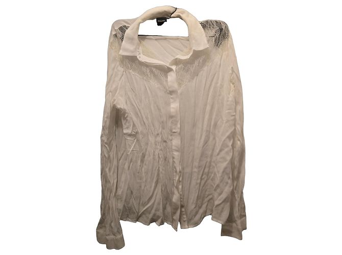 Pinko Weißes Viscose-Hemd mit Spitzendetails
