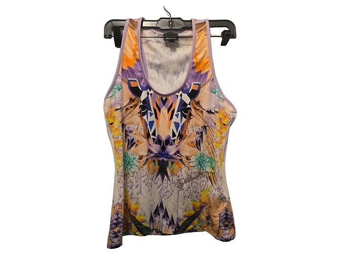 Canotta Just Cavalli Multicolore con Stampa Marrone Rosa Bianco Blu Verde Arancione Porpora Giallo
