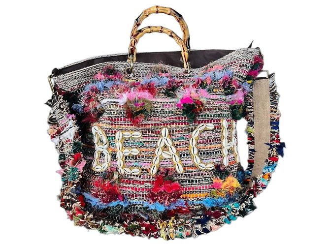 Autre Marque Alex Max Bolso de Playa Boho Blanco Multicolor