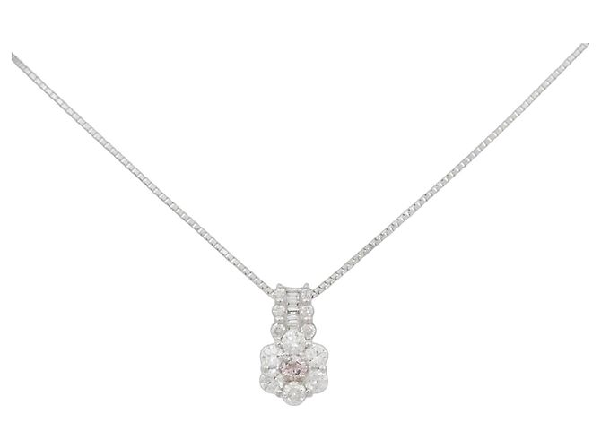 Autre Marque Collar de platino Pt900 Pt850 con diamante rosa
