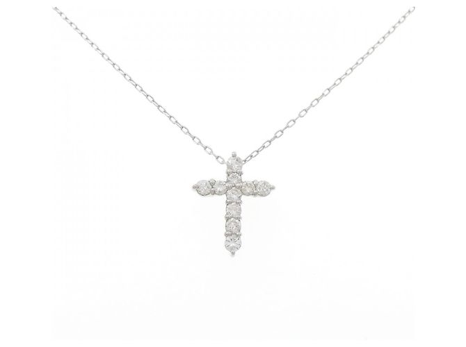 Autre Marque Colar de Cruz de Diamantes Pt900 Pt850 Prata