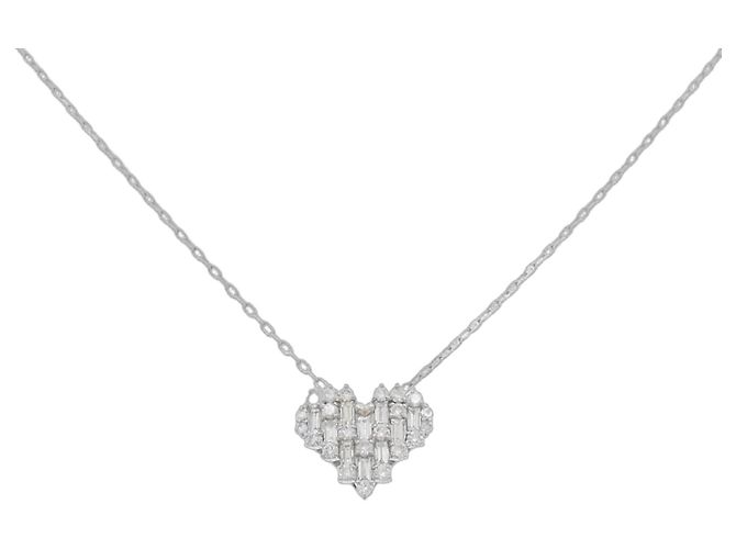Autre Marque Platin-Diamant-Halskette Silber
