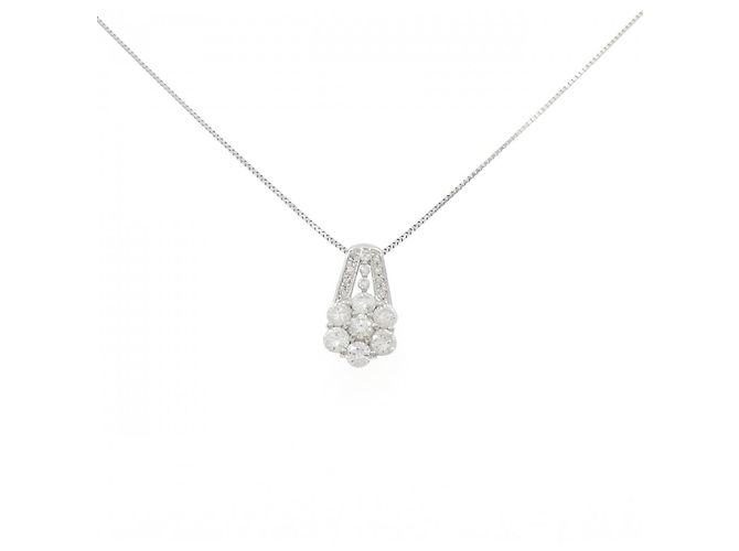 Autre Marque Platin-Diamant-Halskette PT900 PT850 Silber