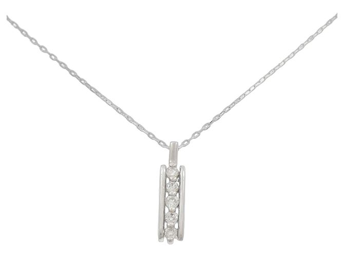 Autre Marque Platin-Diamant-Halskette Silber