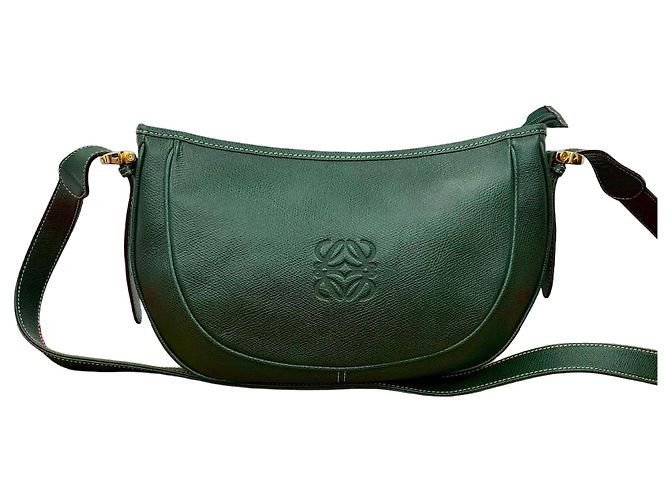 Bolsa de ombro em couro Anagram Loewe Verde