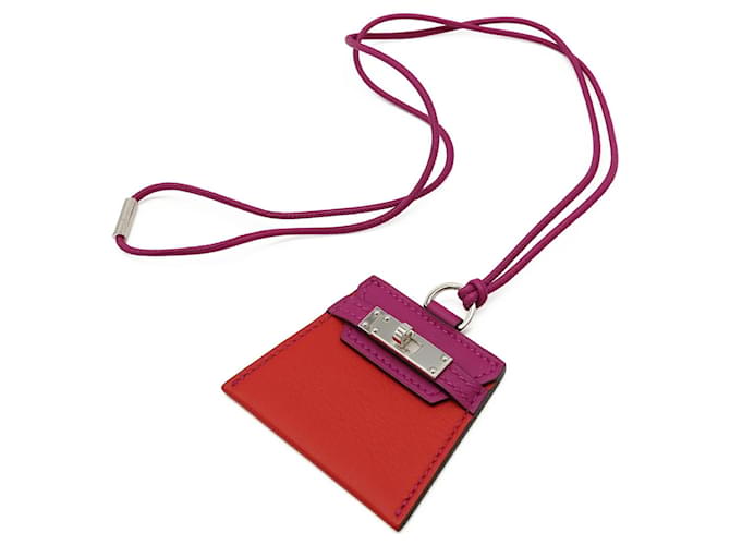 Hermès Pendentif Collier Mon Petit Kelly HERMES Rouge Violet 