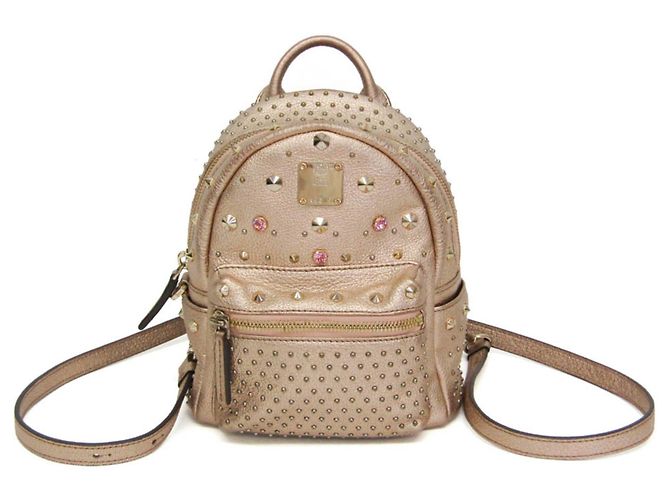 Mochila e Bolsa de Ombro em Couro MCM BEBE BOO Dourado